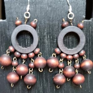 Vintage 70's Brown Beaded Earrings
